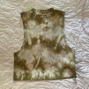 Olive Tie-Dye Cropped Tank Top